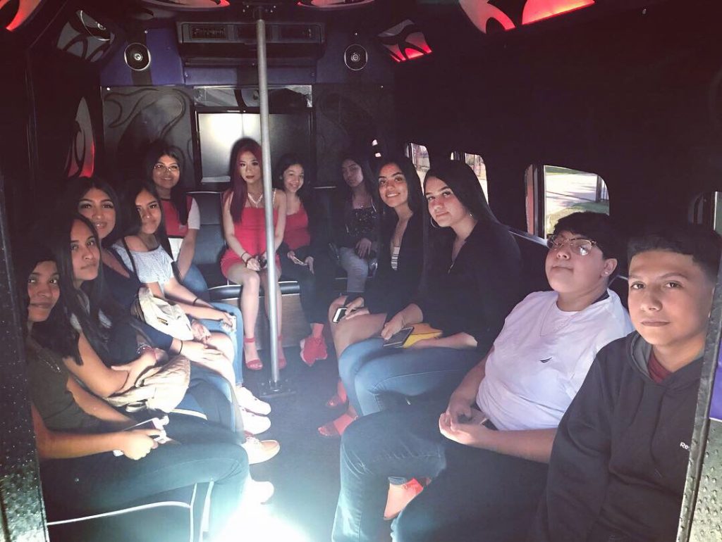 quinceanera in the party bus