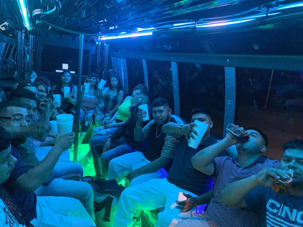 amazing night in a party bus